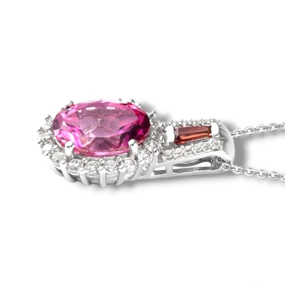 NWT PINK MYSTIC TOPAZ & MULTIGEMSTONE NECKLACE PLATINUM OVER STERLING SILVER - Picture 6 of 12